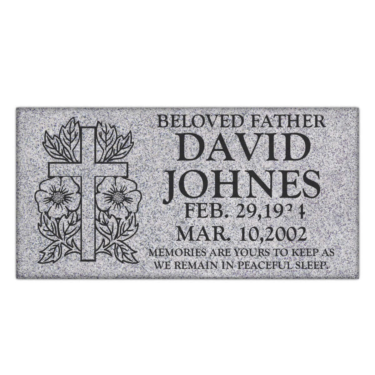 16″ x 8″ x 3″ Flat Headstone